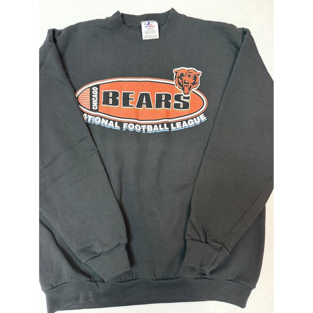 Vintage Logo Athletic Chicago Bears NFL Sweatshirt Black Large 800LA